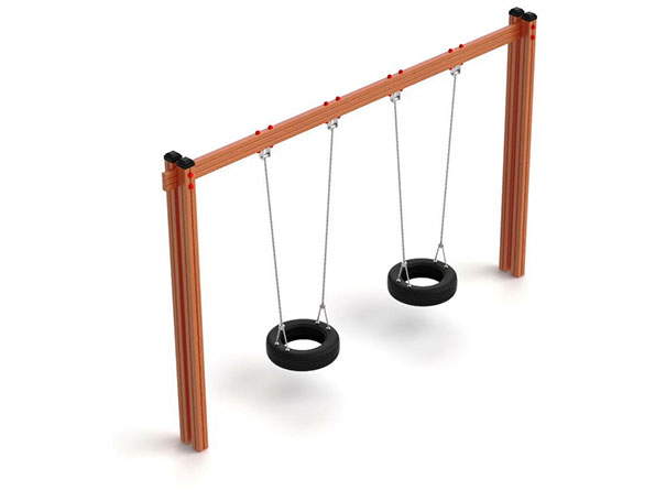 The Double Tyre Swing – wooden children's playground