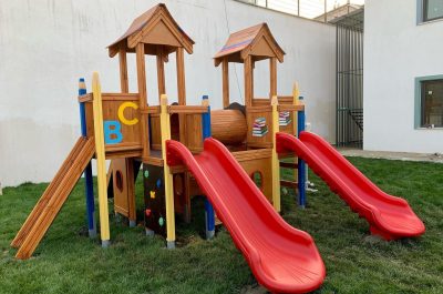 Alphabet and book-themed wooden playground — Elysee
