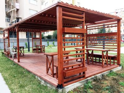 Wooden gazebo and garden seating — Elysee