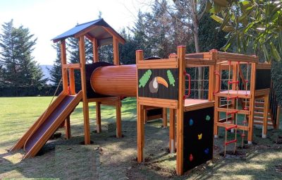 Crawl tunnel in a wooden playground — Elysee