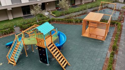 Overhead view of a wooden play area — Elysee