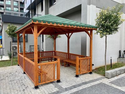 Wooden gazebo and garden seating — Elysee