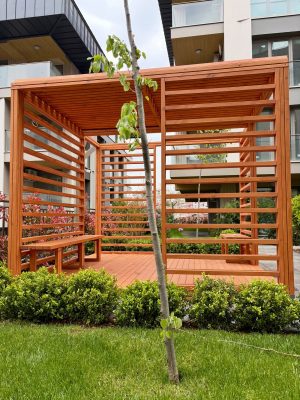 Wooden pergola and seating area — Elysee